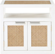 Cole Solid Wood And Natural Cane Nightstand in White - 797White-NS