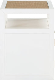 Cole Solid Wood And Natural Cane Nightstand in White - 797White-NS