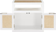 Cole Solid Wood And Natural Cane Nightstand in White - 797White-NS
