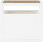 Cole Solid Wood And Natural Cane Nightstand in White - 797White-NS