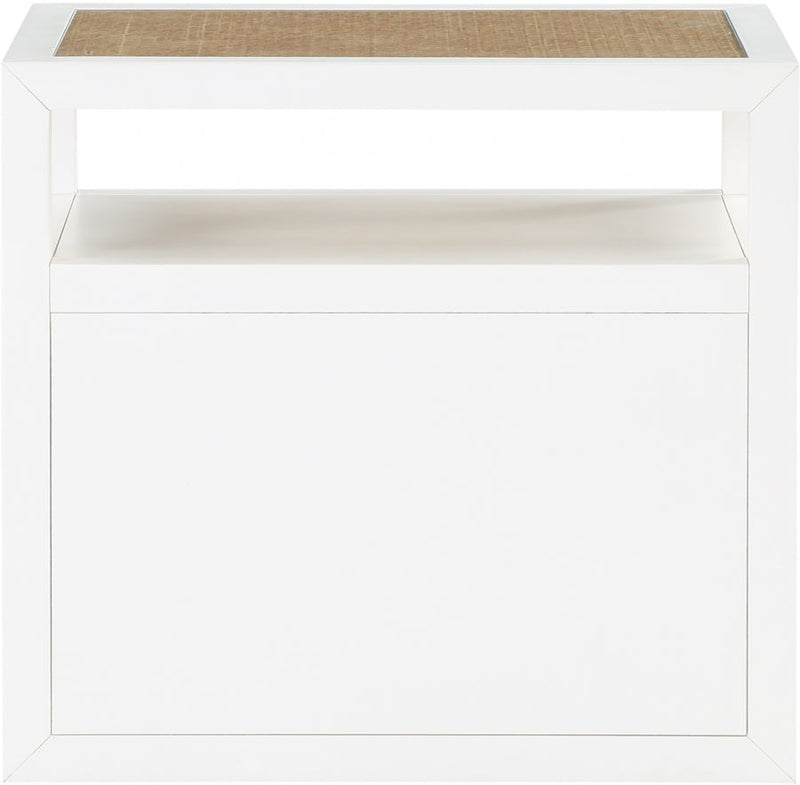 Cole Solid Wood And Natural Cane Nightstand in White - 797White-NS