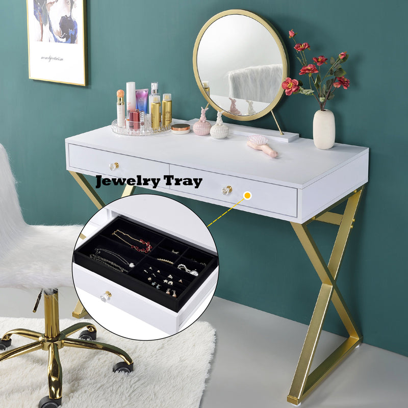 Coleen Vanity Desk W/Mirror & Jewelry Tray - AC00667