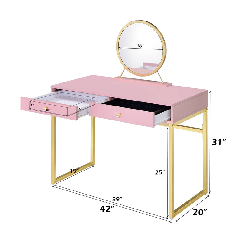 Coleen Vanity Desk W/Mirror & Jewelry Tray - AC00668