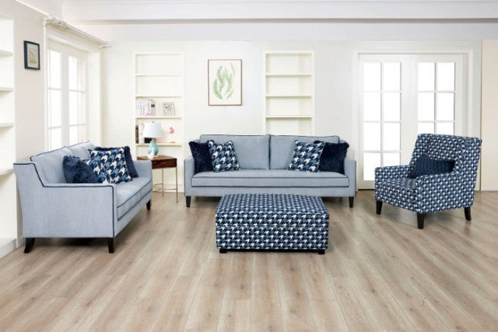 Colindale Gray/Blue Ottoman - FM61111BL-OT-PT