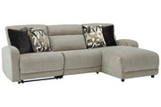 Colleyville Stone 3 - Piece Power Reclining Sectional with Chaise - Gate FurniturePower Reclining Sectional