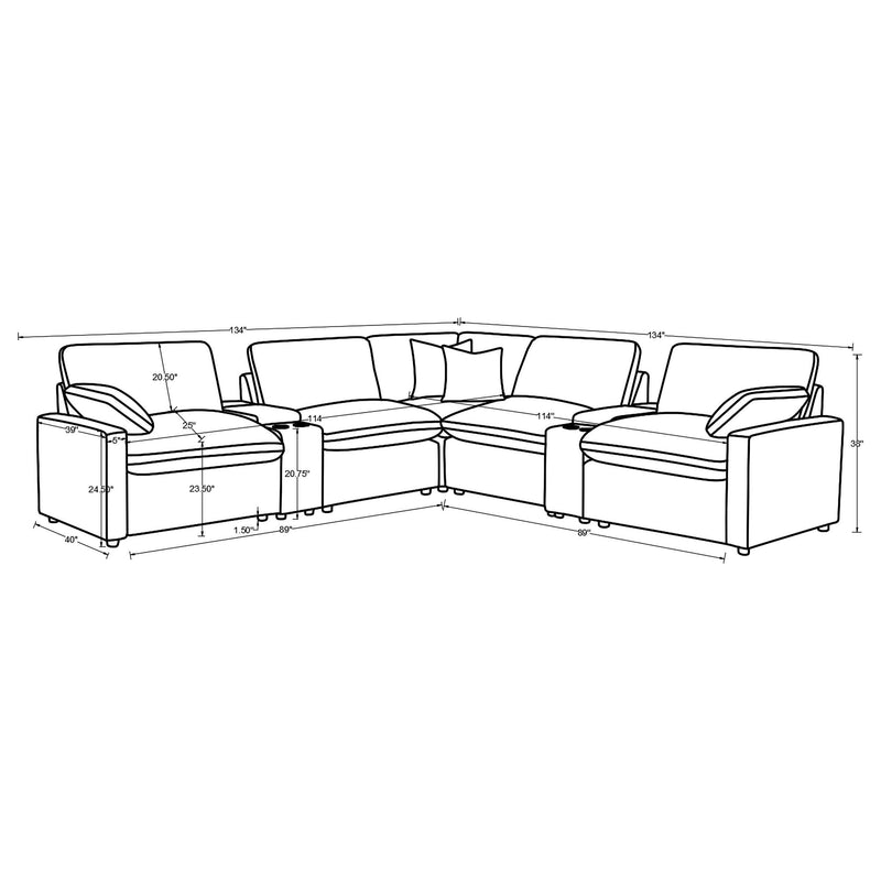 Collins 7-piece Modular Power Reclining Sectional Grey - 609560P-SETA