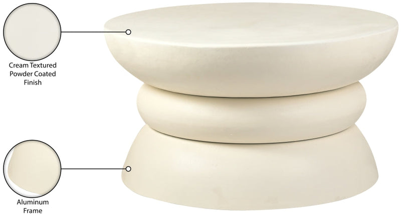 Collins Aluminum Coffee Table in Cream - 99030Cream-CT