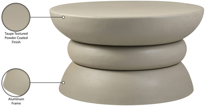 Collins Aluminum Coffee Table in Taupe - 99030Taupe-CT