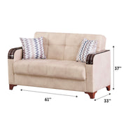 Colombia 61 in. Convertible Sleeper Loveseat in Cream with Storage - Gate FurnitureLoveseat