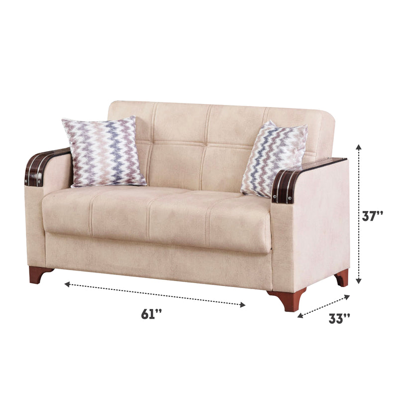 Colombia 61 in. Convertible Sleeper Loveseat in Cream with Storage - Gate FurnitureLoveseat