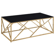 Comisso Contemporary 3-Piece Tempered Glass Coffee Table Set Gold - 701690