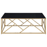 Comisso Contemporary 3-Piece Tempered Glass Coffee Table Set Gold - 701690