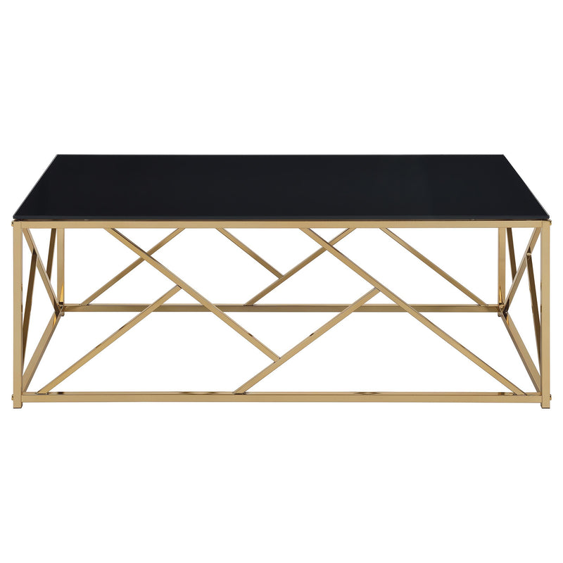 Comisso Contemporary 3-Piece Tempered Glass Coffee Table Set Gold - 701690