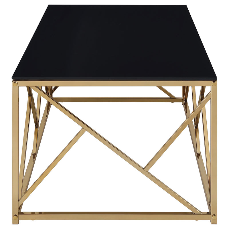 Comisso Contemporary 3-Piece Tempered Glass Coffee Table Set Gold - 701690