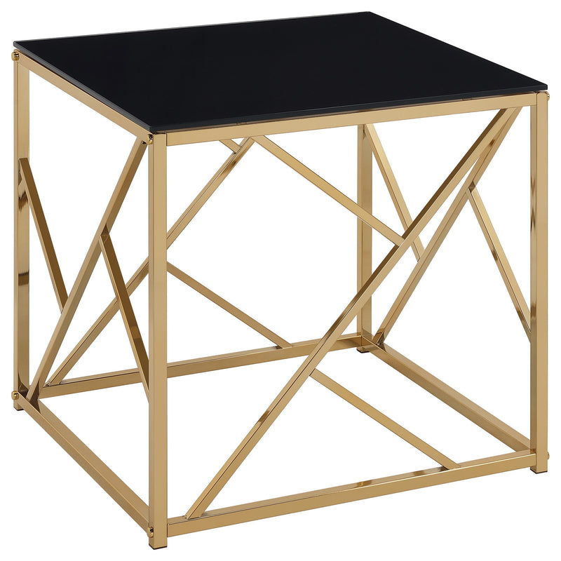 Comisso Contemporary 3-Piece Tempered Glass Coffee Table Set Gold - 701690