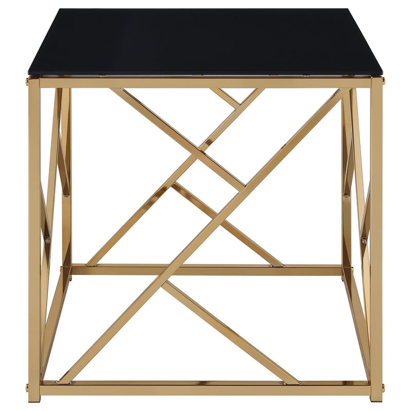 Comisso Contemporary 3-Piece Tempered Glass Coffee Table Set Gold - 701690