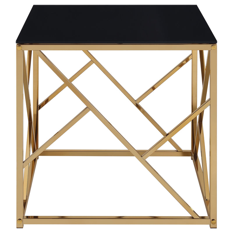 Comisso Contemporary 3-Piece Tempered Glass Coffee Table Set Gold - 701690