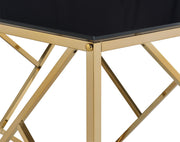 Comisso Contemporary 3-Piece Tempered Glass Coffee Table Set Gold - 701690