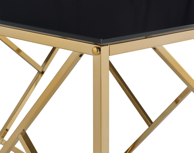 Comisso Contemporary 3-Piece Tempered Glass Coffee Table Set Gold - 701690