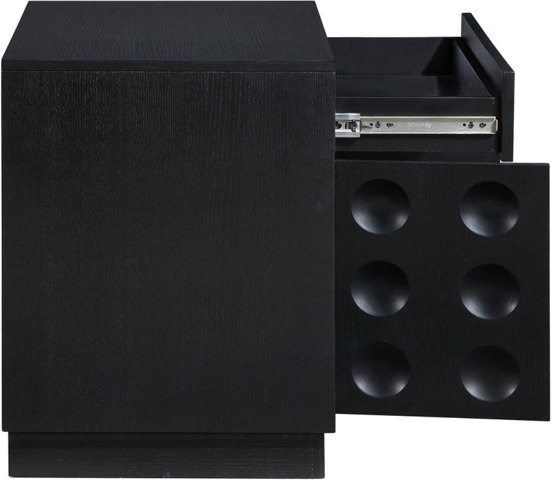 Compass Oak Veneer Nightstand in Black - 335Black-NS