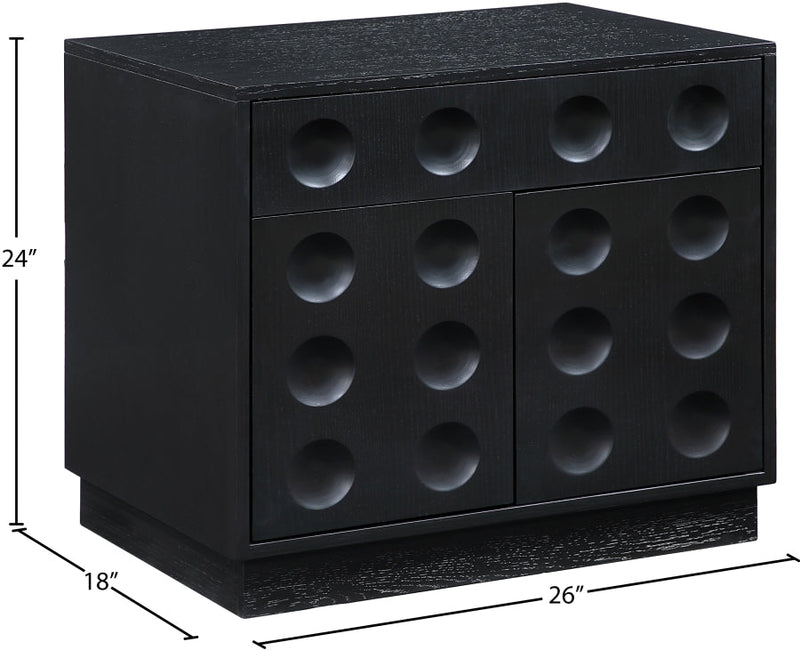 Compass Oak Veneer Nightstand in Black - 335Black-NS