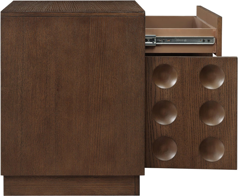 Compass Oak Veneer Nightstand in Brown - 335Brown-NS