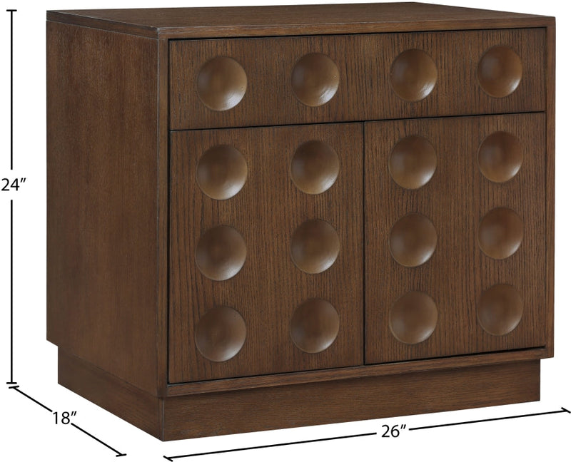 Compass Oak Veneer Nightstand in Brown - 335Brown-NS