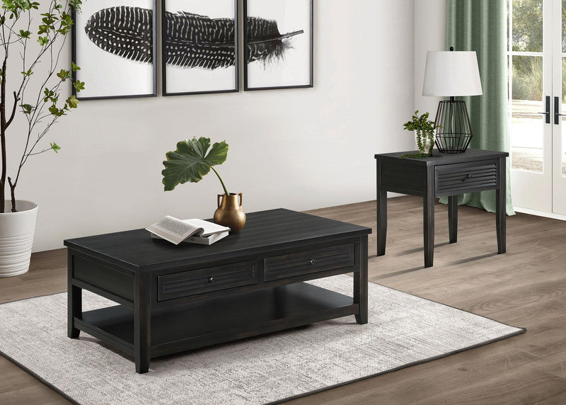 Concord 1-drawer Square End Table Distressed Java - 710577