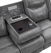 Conrad 2-piece Upholstered Padded Arm Motion Sofa Set Grey - 650354-S2