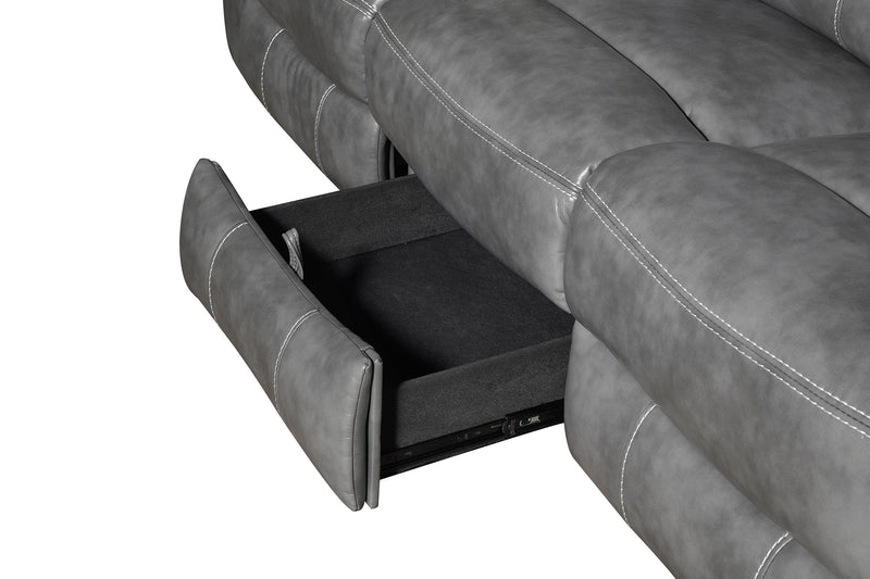 Conrad 2-piece Upholstered Padded Arm Motion Sofa Set Grey - 650354-S2