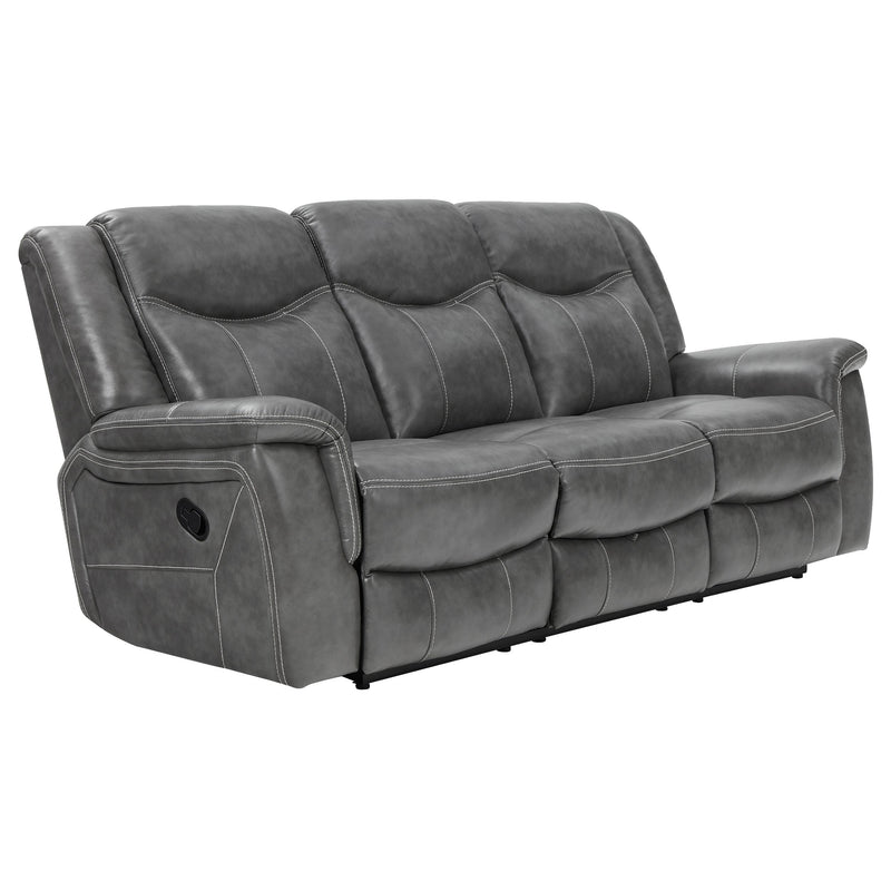 Conrad 2-piece Upholstered Padded Arm Motion Sofa Set Grey - 650354-S2