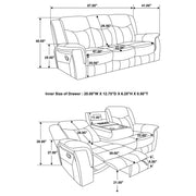 Conrad 3-piece Upholstered Padded Arm Motion Sofa Set Grey - 650354-S3