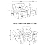 Conrad 3-piece Upholstered Padded Arm Motion Sofa Set Grey - 650354-S3