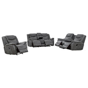 Conrad 3-piece Upholstered Padded Arm Motion Sofa Set Grey - 650354-S3