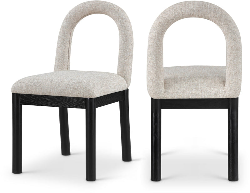 Conrad Linen Textured Fabric Upholstered Dining Chair in Beige - 11005Beige-C
