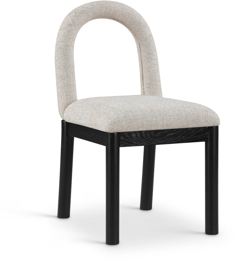 Conrad Linen Textured Fabric Upholstered Dining Chair in Beige - 11005Beige-C