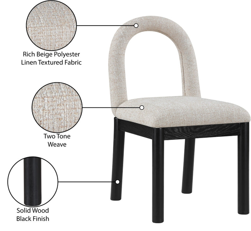 Conrad Linen Textured Fabric Upholstered Dining Chair in Beige - 11005Beige-C
