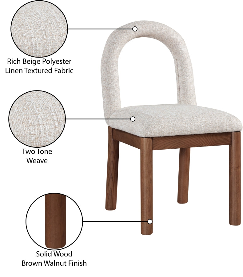 Conrad Linen Textured Fabric Upholstered Dining Chair in Beige - 11006Beige-C