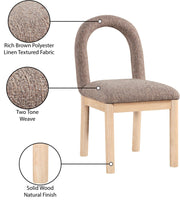 Conrad Linen Textured Fabric Upholstered Dining Chair in Brown - 11004Brown-C