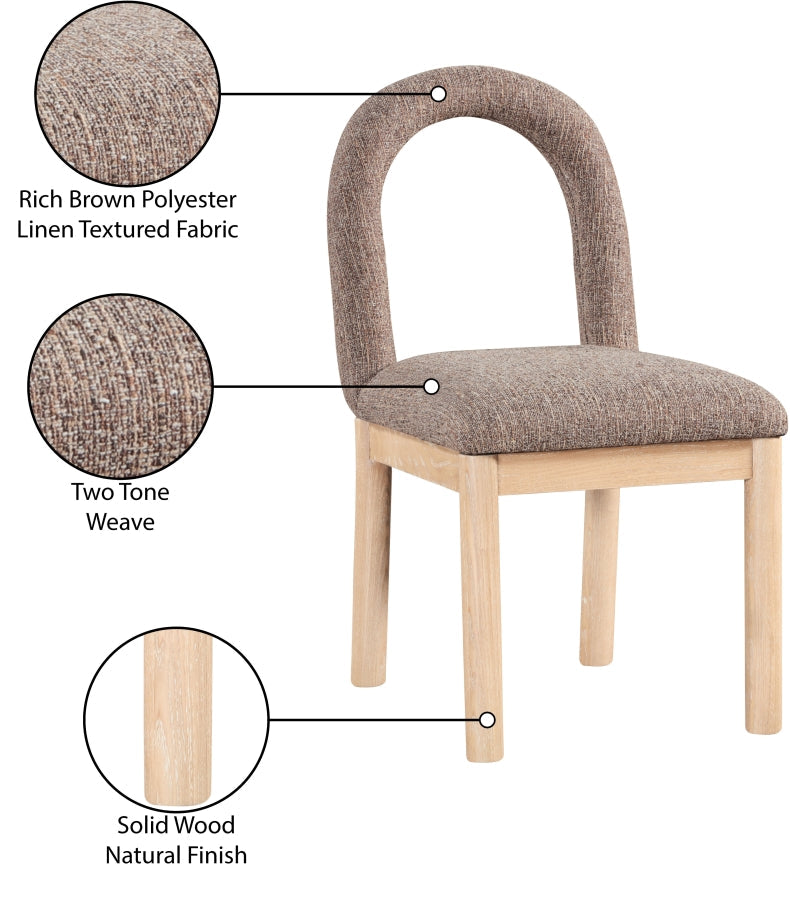 Conrad Linen Textured Fabric Upholstered Dining Chair in Brown - 11004Brown-C
