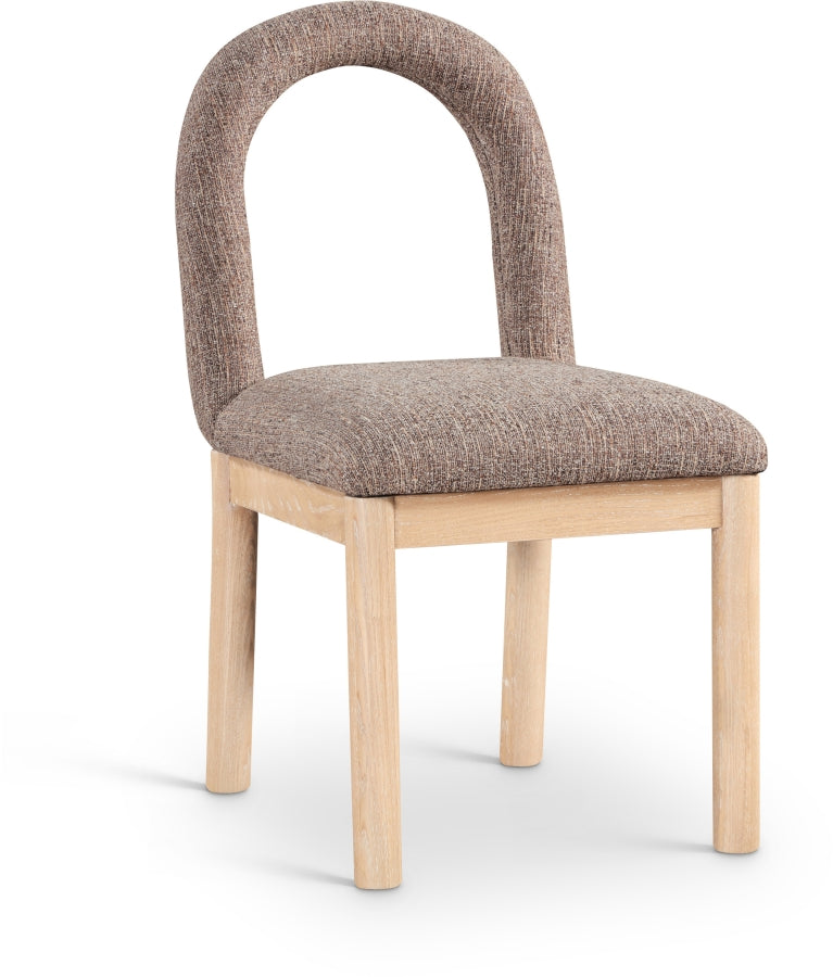 Conrad Linen Textured Fabric Upholstered Dining Chair in Brown - 11004Brown-C