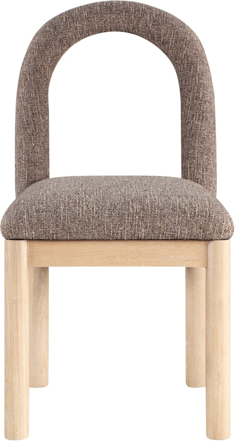 Conrad Linen Textured Fabric Upholstered Dining Chair in Brown - 11004Brown-C