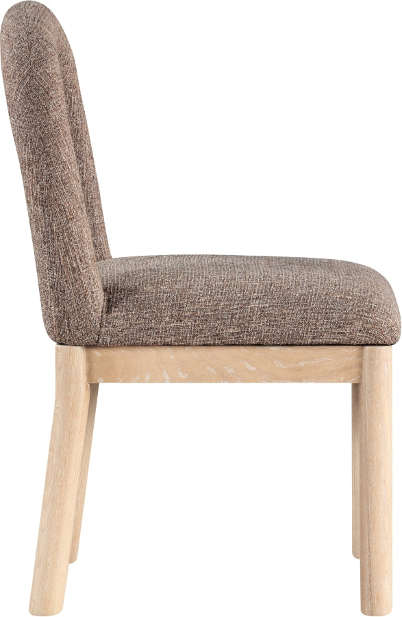 Conrad Linen Textured Fabric Upholstered Dining Chair in Brown - 11004Brown-C