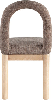 Conrad Linen Textured Fabric Upholstered Dining Chair in Brown - 11004Brown-C