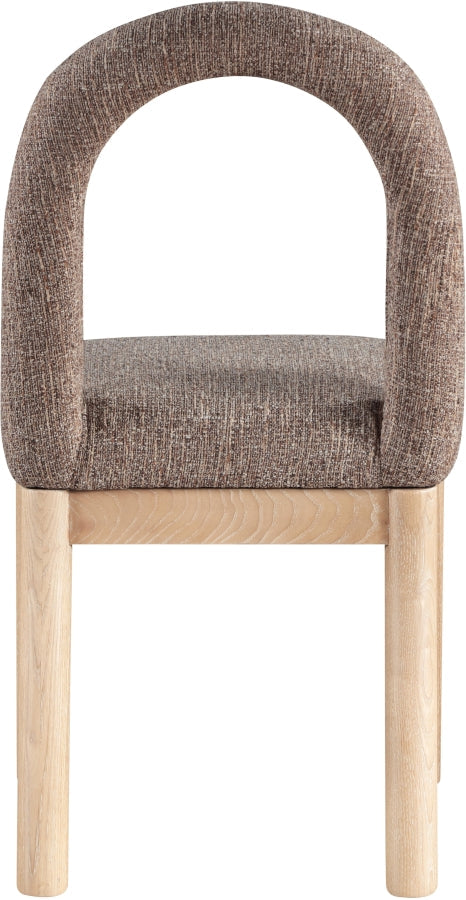 Conrad Linen Textured Fabric Upholstered Dining Chair in Brown - 11004Brown-C