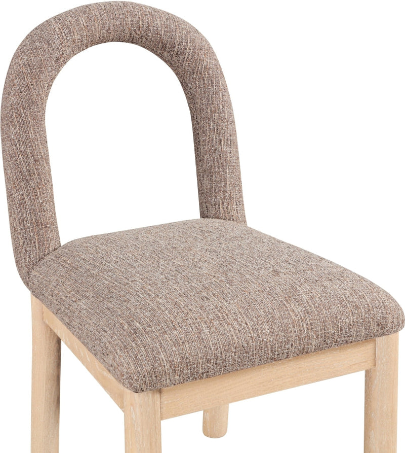 Conrad Linen Textured Fabric Upholstered Dining Chair in Brown - 11004Brown-C