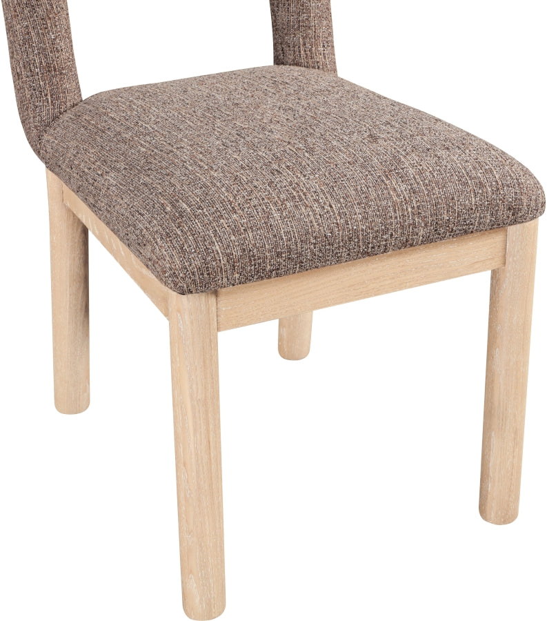 Conrad Linen Textured Fabric Upholstered Dining Chair in Brown - 11004Brown-C