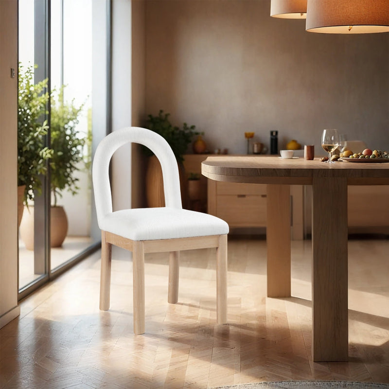 Conrad Linen Textured Fabric Upholstered Dining Chair in Cream - 11004Cream-C