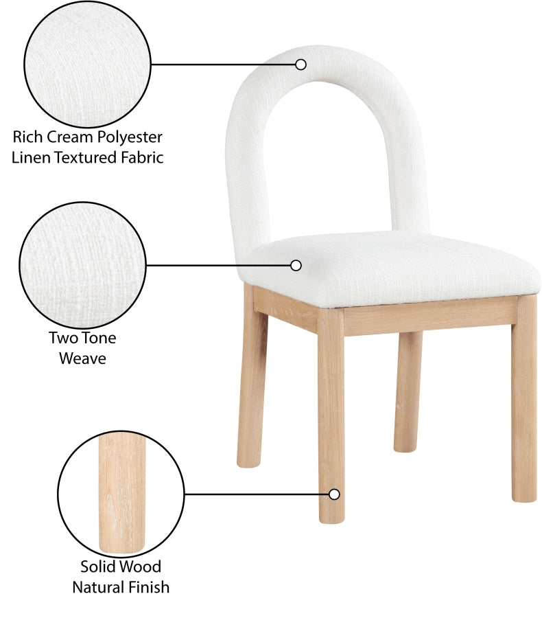 Conrad Linen Textured Fabric Upholstered Dining Chair in Cream - 11004Cream-C