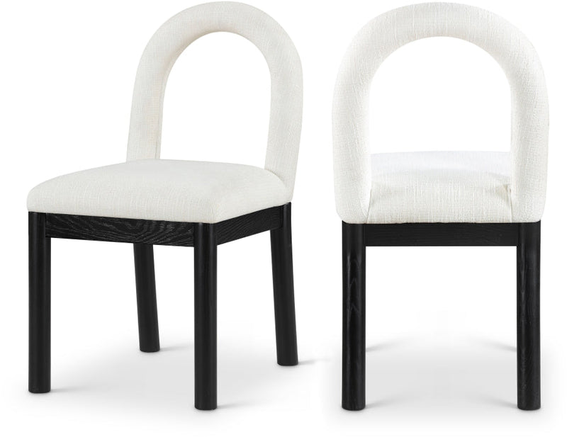 Conrad Linen Textured Fabric Upholstered Dining Chair in Cream - 11005Cream-C